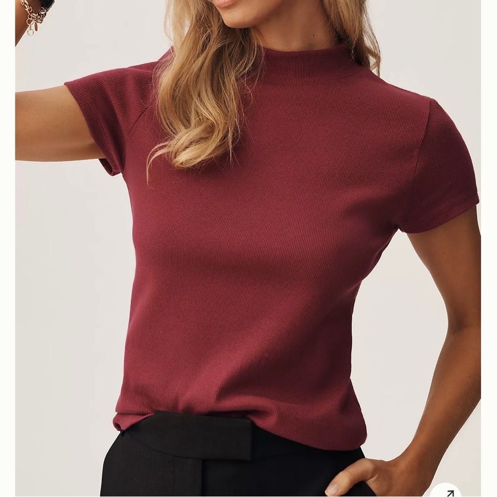 Maeve Rich Burgundy Short Sleeve Top